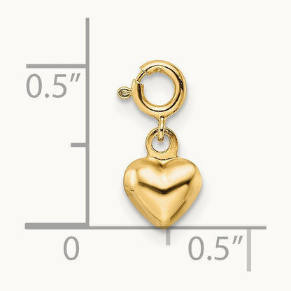 Polished Heart w/ Spring Ring Clasp Charm, 14K