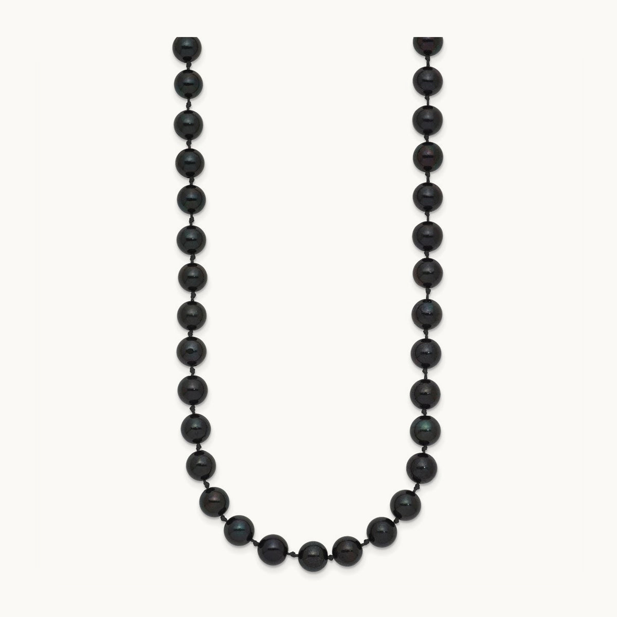 6- Round Black Saltwater Akoya Cultured Pearl Necklace, 14K White Gold