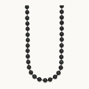 6- Round Black Saltwater Akoya Cultured Pearl Necklace, 14K White Gold