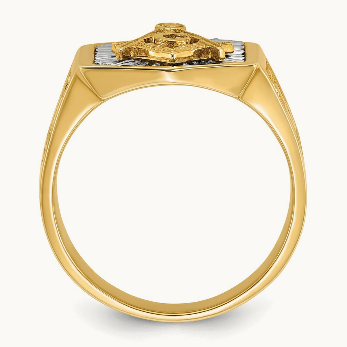 14ktt IBGoodman Men's Textured Blue Lodge Master Masonic Ring