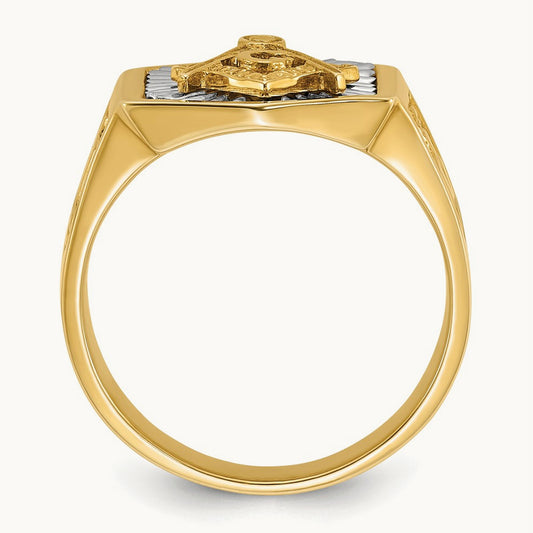 14ktt IBGoodman Men's Textured Blue Lodge Master Masonic Ring