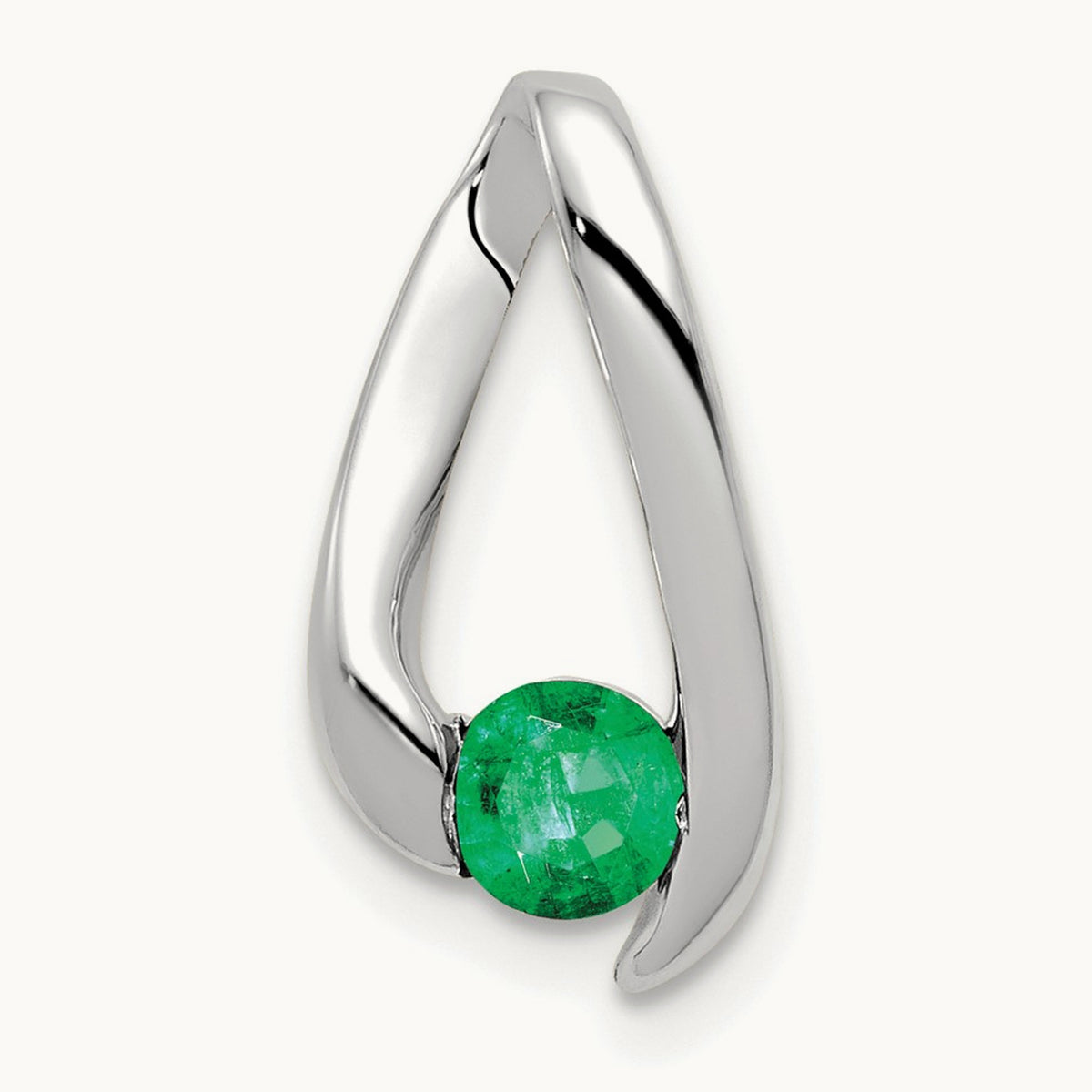 Emerald Pendant — 14K White Gold