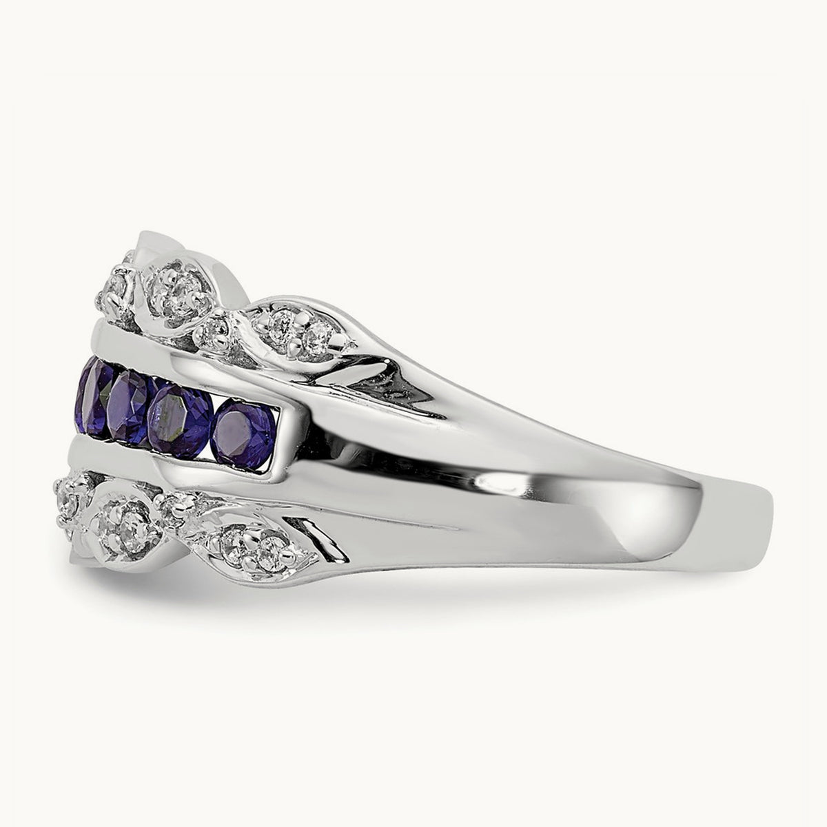 Created Sapphire Ring, 0.20 ct tw Lab-Grown Diamond