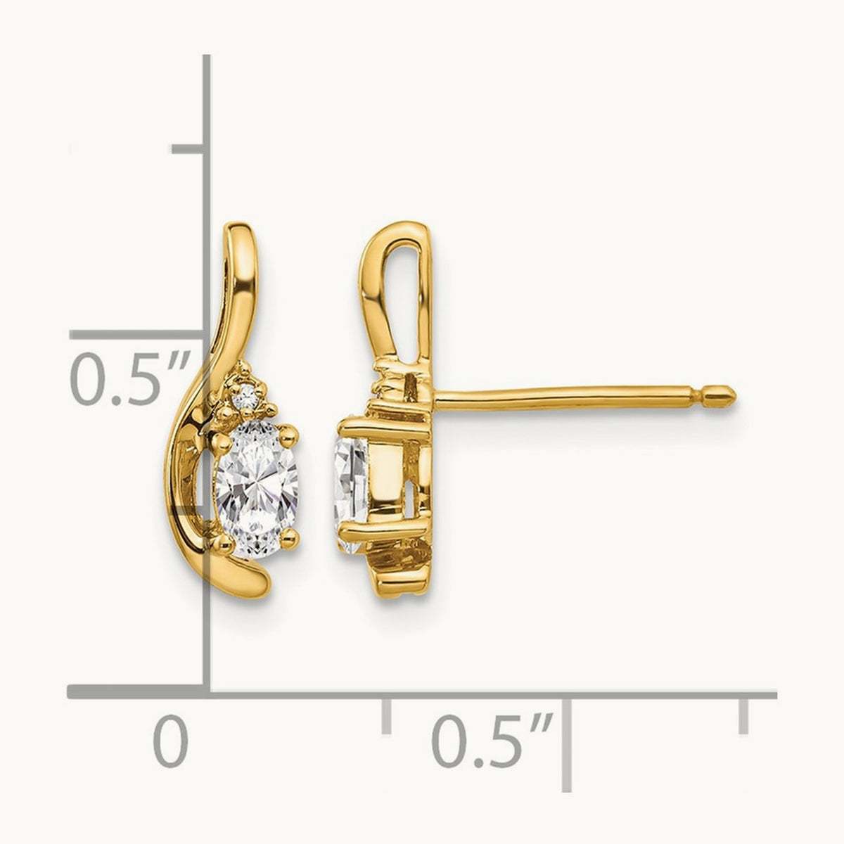 Topaz and Diamond Post Earrings — 14K Yellow Gold