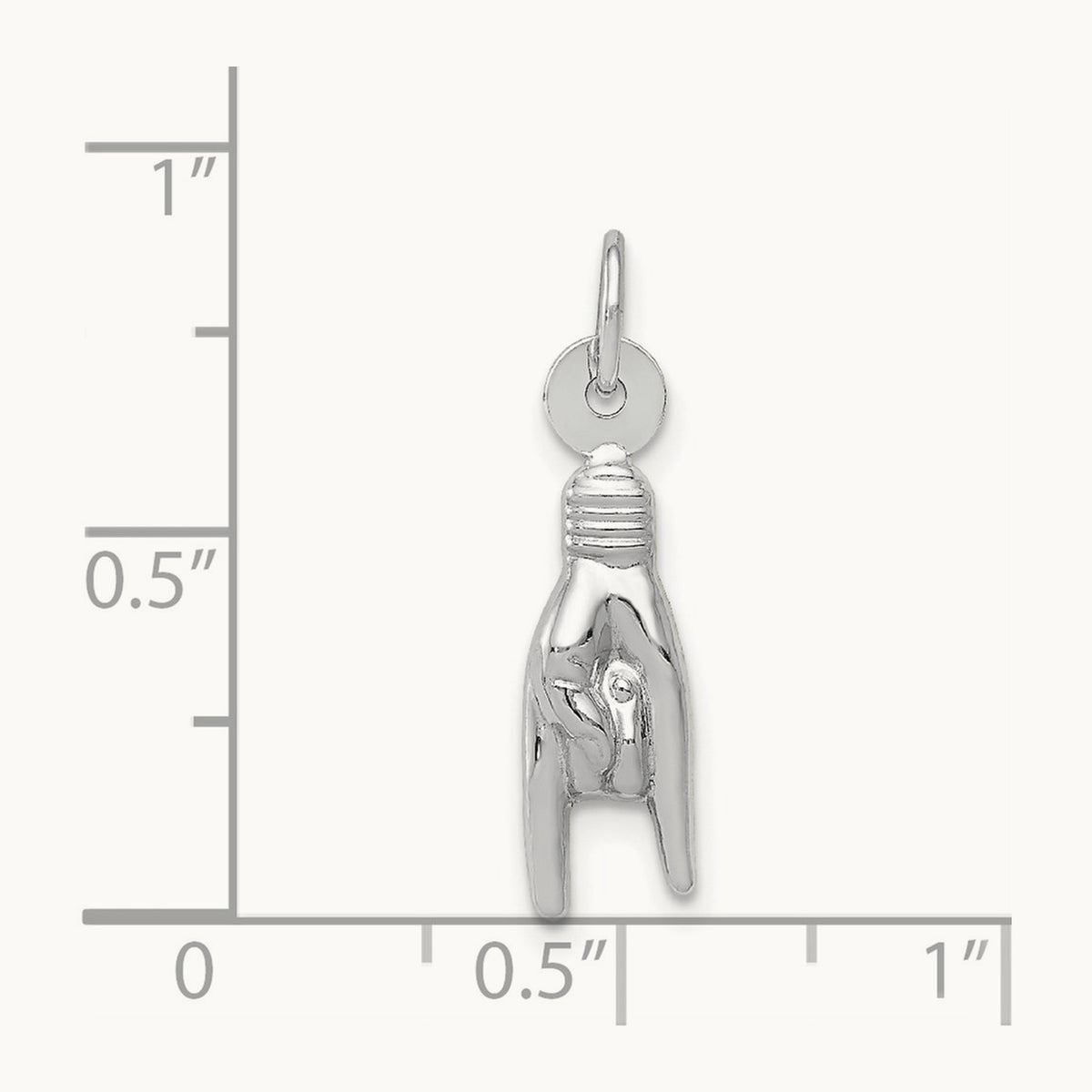 3D Rock On Sign Charm — 14K White Gold