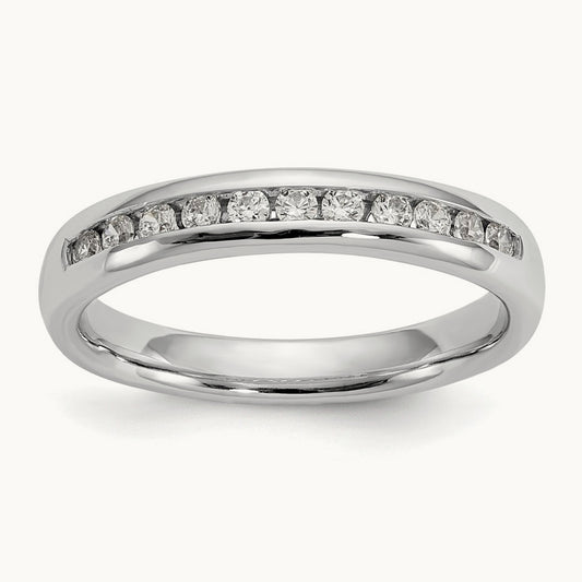 11-Stone Diamond Channel Band, 14K White Gold