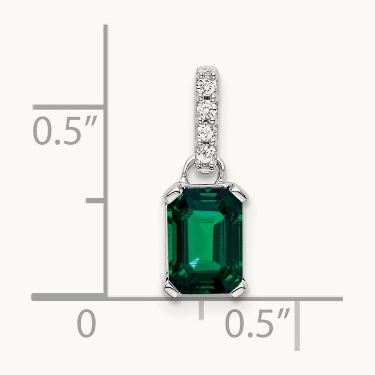 Created Emerald Pendant, 0.05 ct tw Lab-Grown Diamond