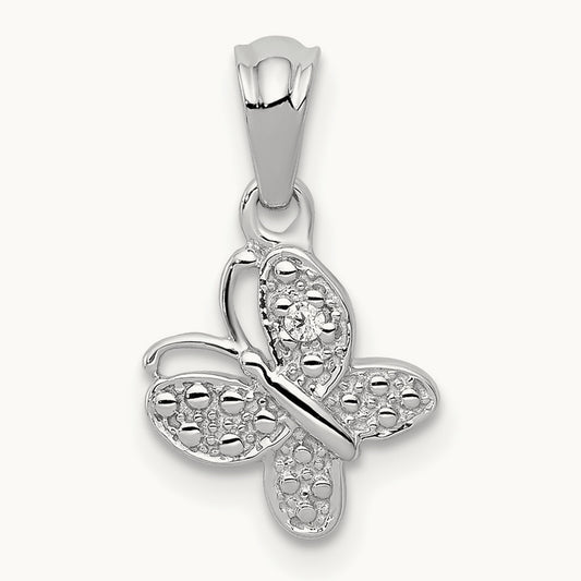 .01ct. Diamond Butterfly Pendant, 14K White Gold