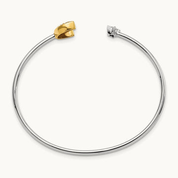 Moon w/Star Diamond Cuff Bangle, 14K Two-tone