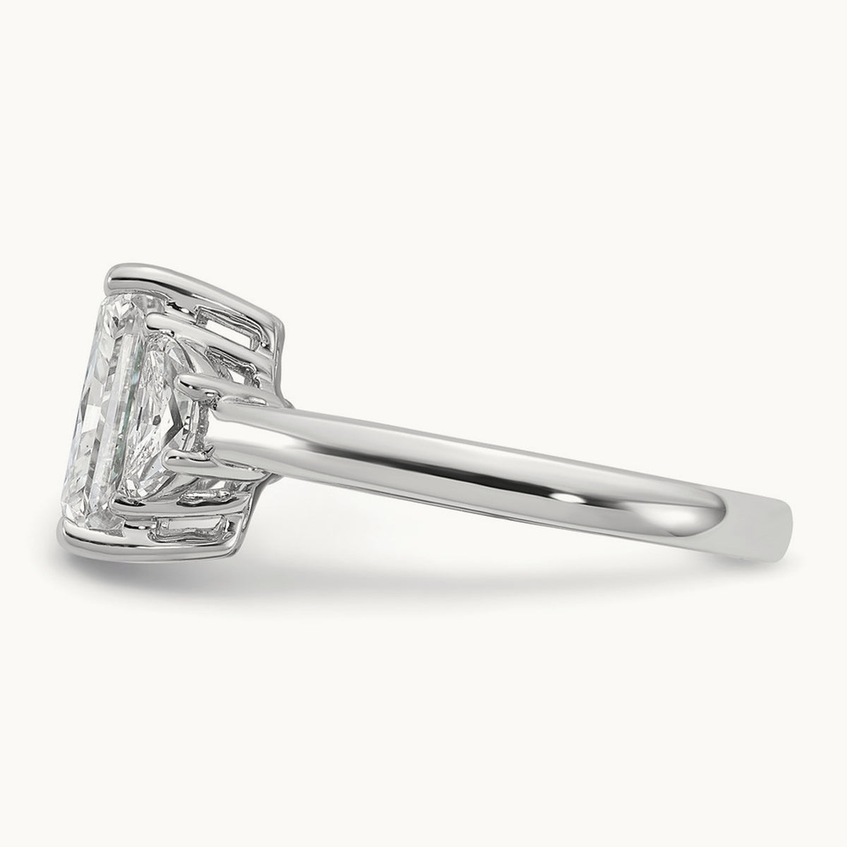 Radiant & 1/2 Moon Engagement Ring, 1.25-4.00 ct tw Lab-Grown Diamond — 3 1/8 ct, 14K White Gold