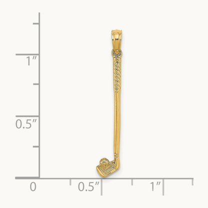 3-D Single Golf Club with Ball Charm, 14K