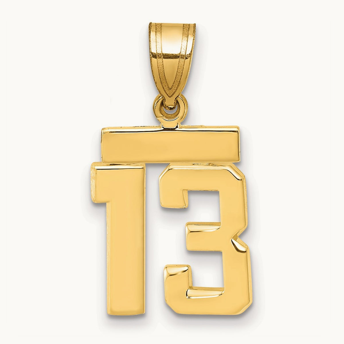 Small Polished Number 13 Charm, 14K