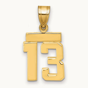Small Polished Number 13 Charm, 14K