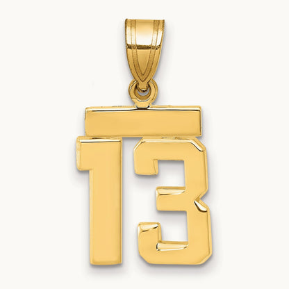 Small Polished Number 13 Charm, 14K