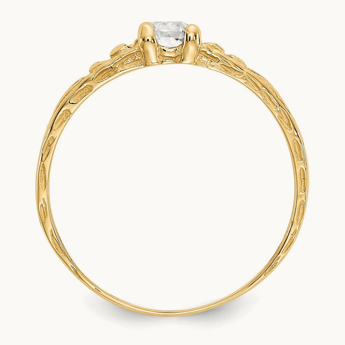 Madi K White Topaz Birthstone Baby Ring, 3mm, 14K