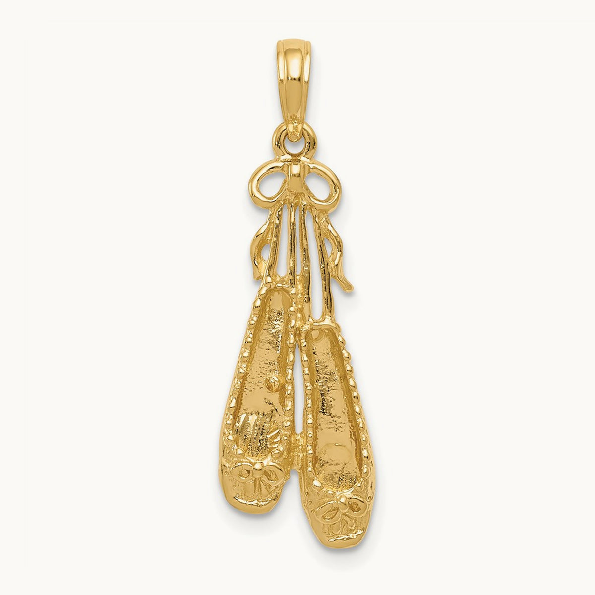 Solid Satin Polished Ballet Slippers Pendant, 14K