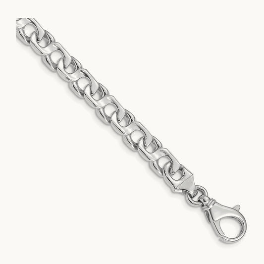 Hand-polished Fancy Link Bracelet, 7.4mm, 14K White Gold