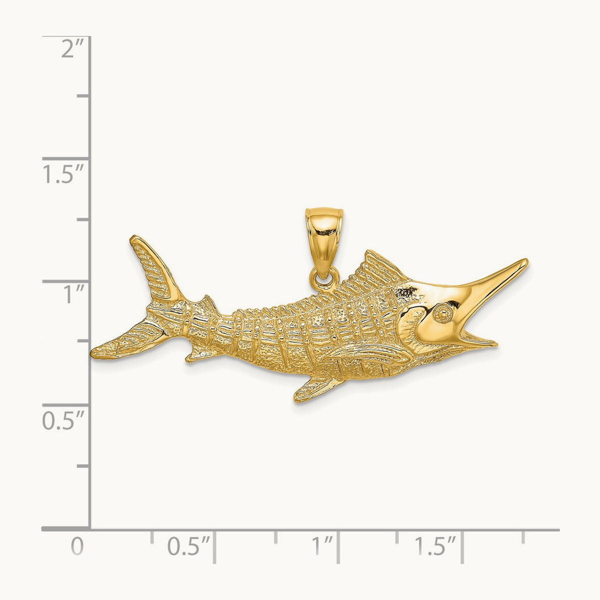 2-D Textured Marlin Fish Charm — 17.6mm