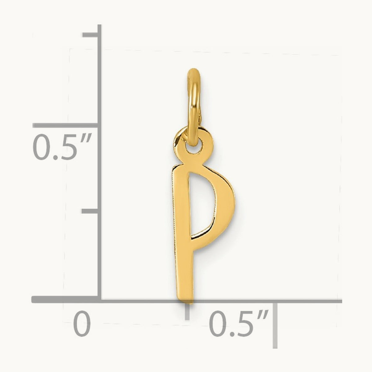 Small Slanted Block Initial Charm — 14K Yellow Gold, P