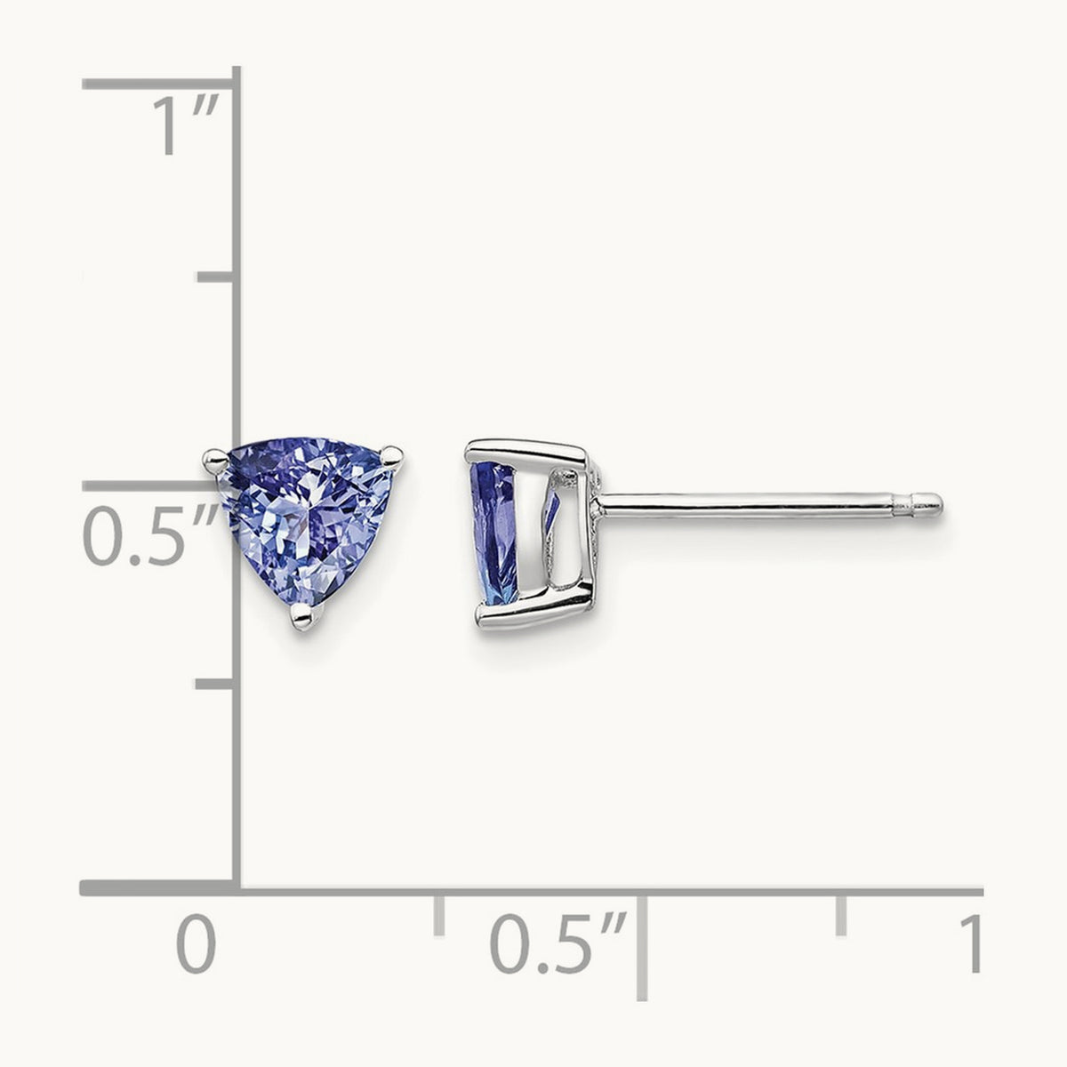 Trillion Tanzanite Post Earrings, 14K White Gold