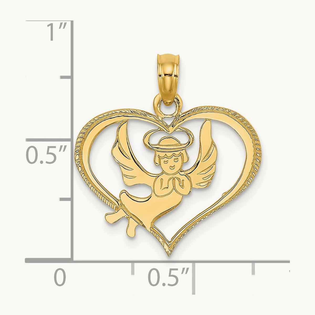 Polished Angel In Heart Charm, 14K