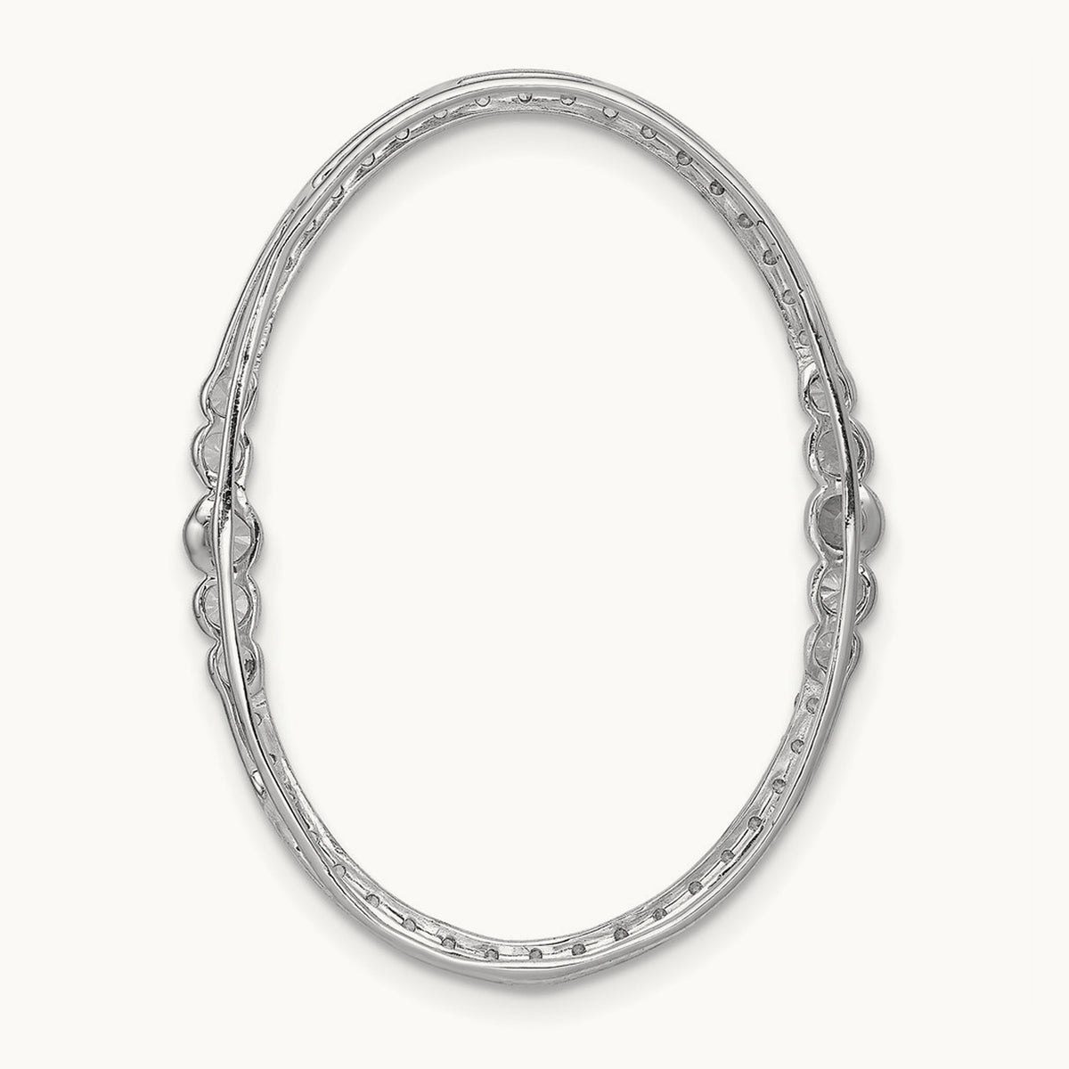 Diamond Oval Chain Slide Pendant, 14K White Gold