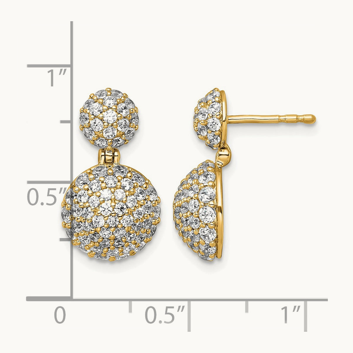 Pave Ball Dangle Post Earrings, 2.00 ct tw Lab-Grown Diamond — 14K Yellow Gold