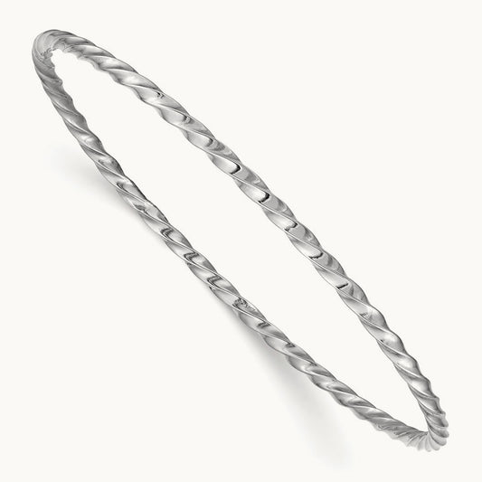 Twisted Slip-on Bangle — 14K White Gold