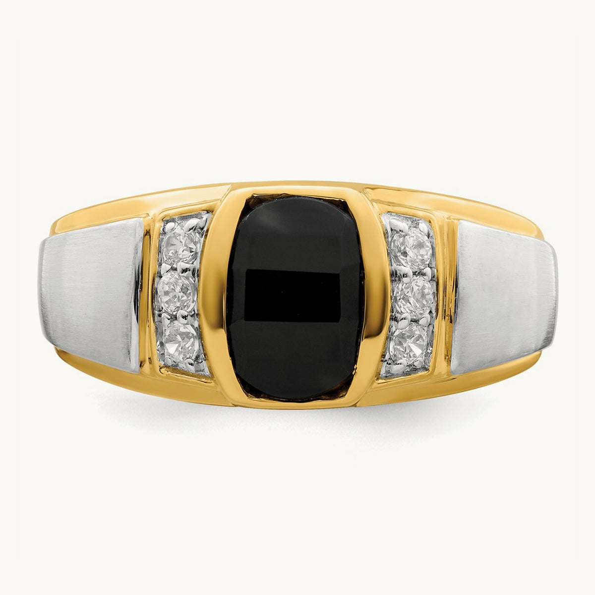 Onyx and Diamond Mens Ring, 14K Two-tone