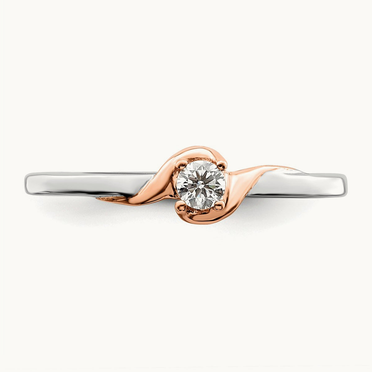 First Promise Polish Complete Round Diamond Promise Ring, 14K White with Rose