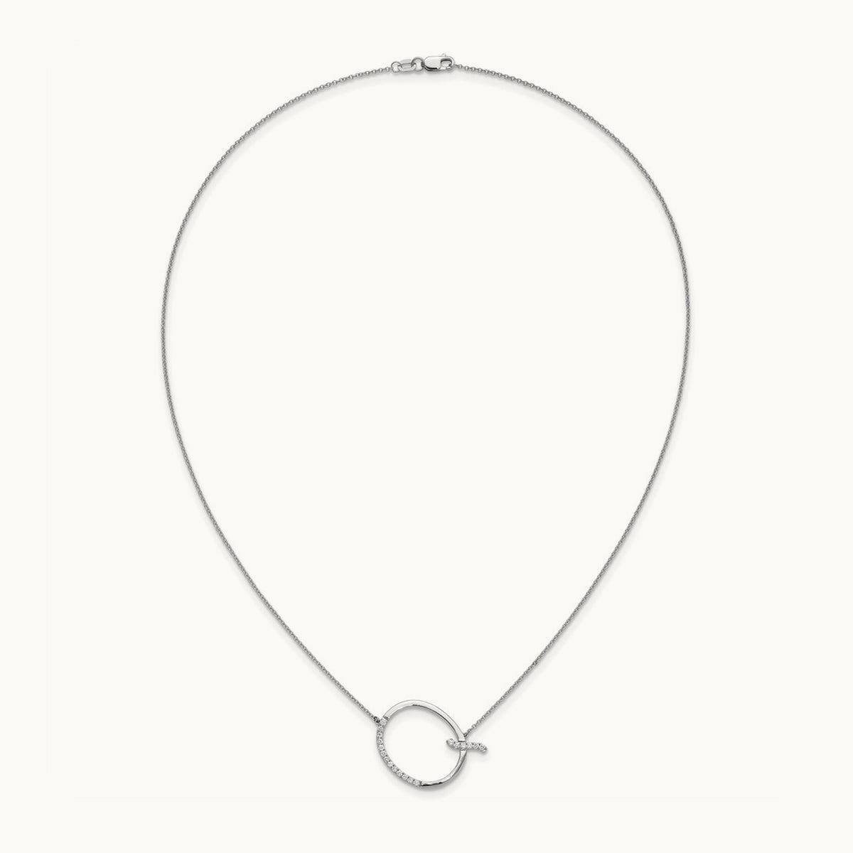 Sideways Diamond Necklace — 14K White Gold, Q