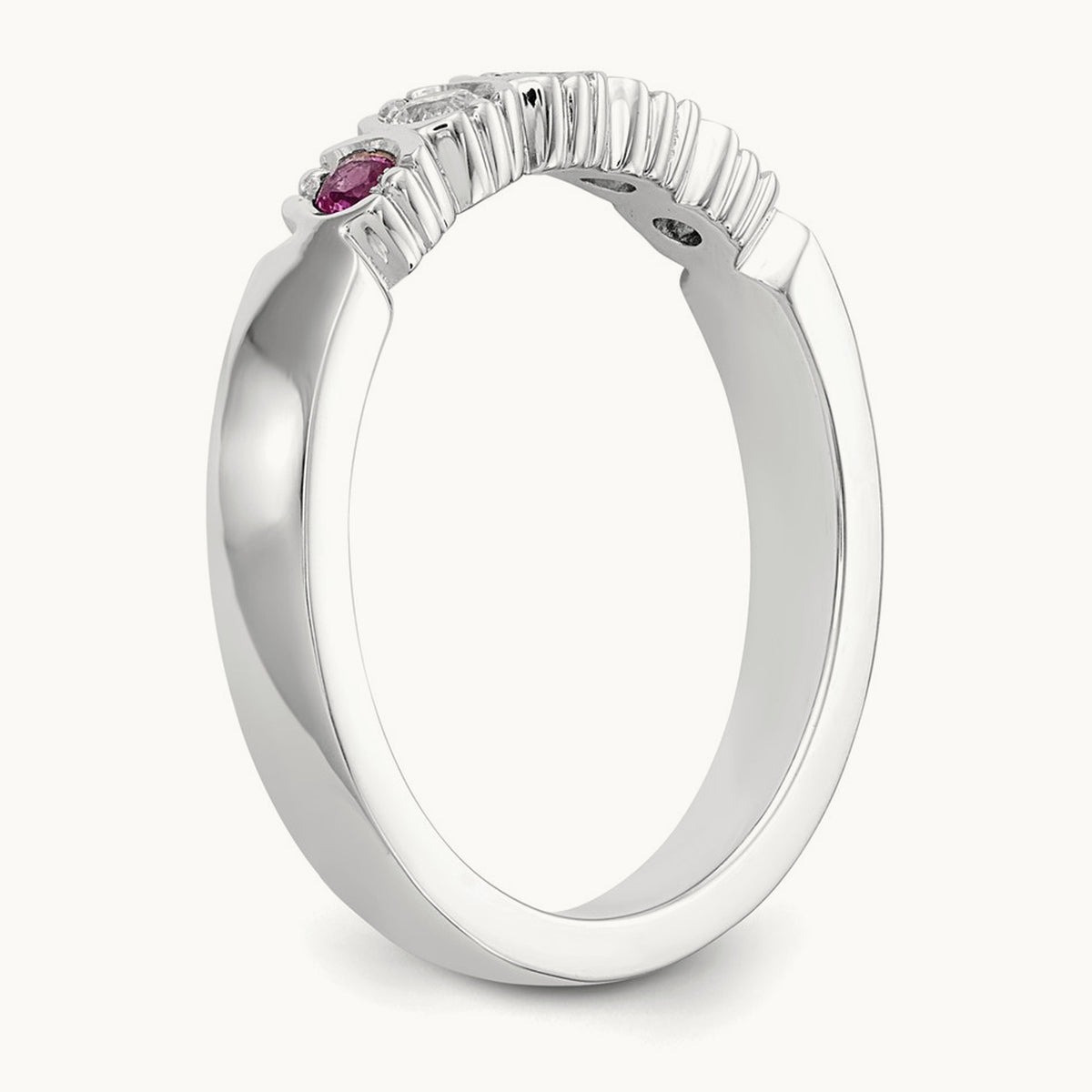 Diamond with Ruby Band — 14K White Gold, 7