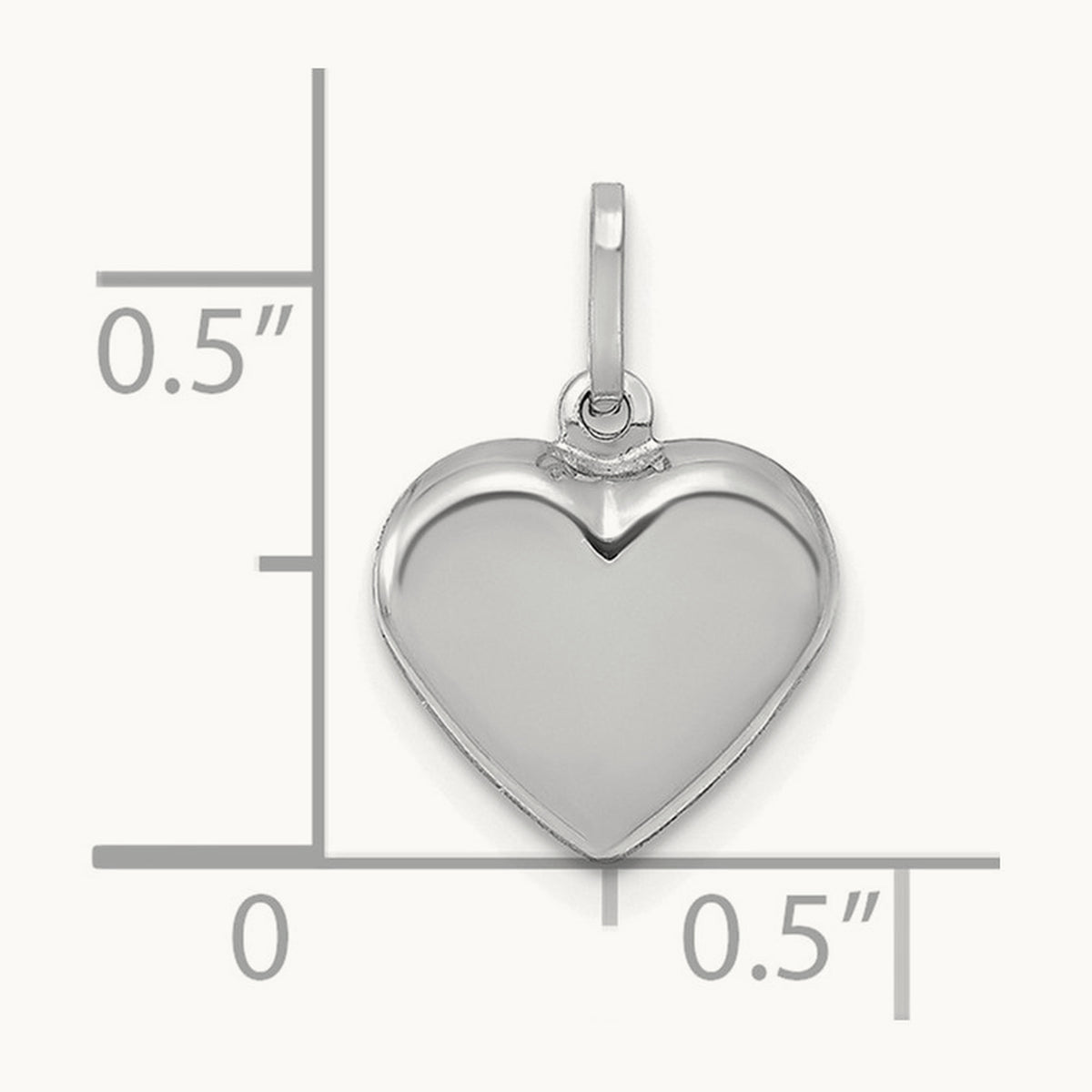 Polished 3-D Heart Pendant — 14K White Gold
