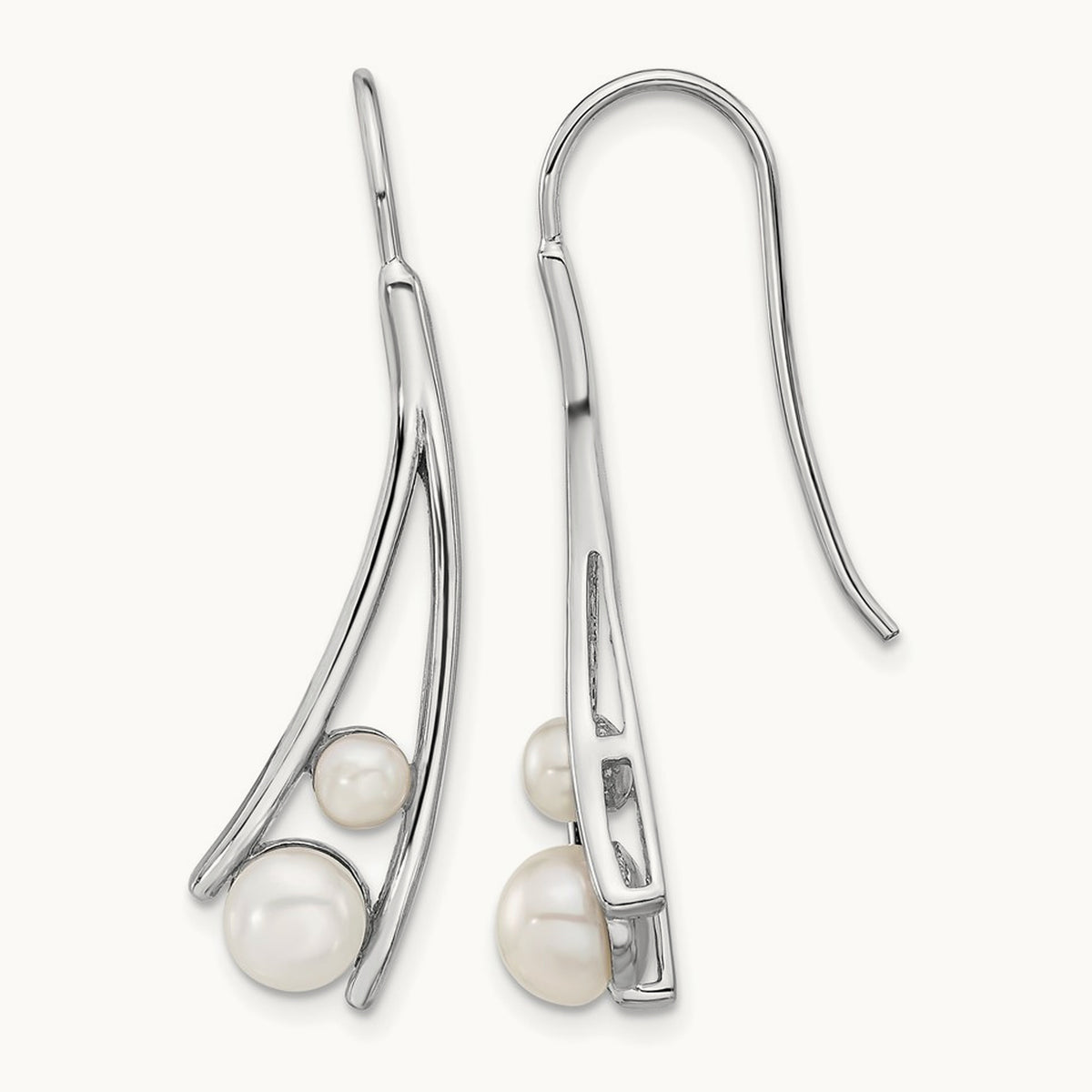 Rhodium-plated FWC Pearl Drop Earrings, Sterling Silver — Leslie's