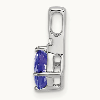 Cushion Tanzanite and Diamond Pendant, 14K White Gold
