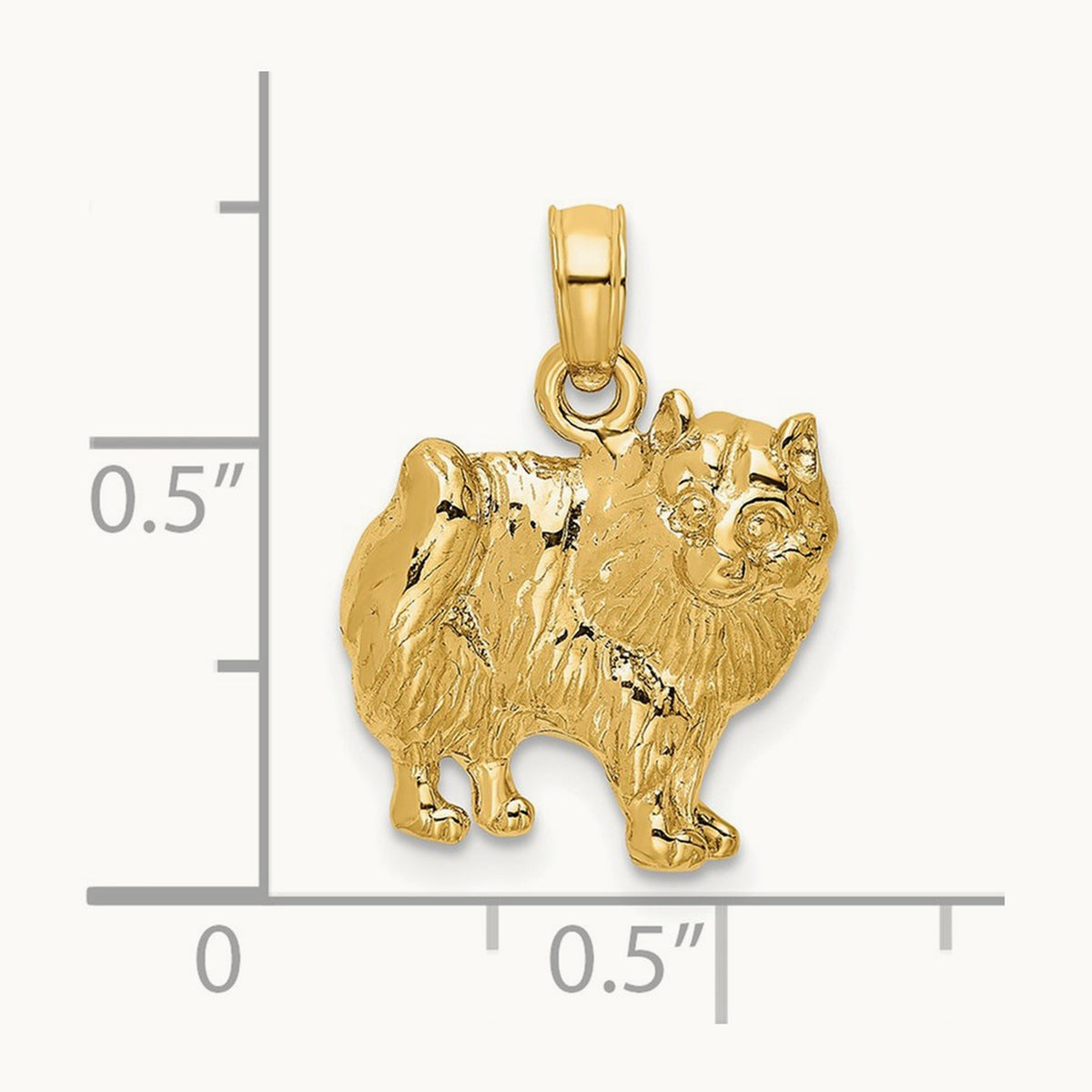 Polished Pomeranian Dog Charm, 14K