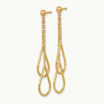 Polished Teardrops Dangle Earrings, 14K