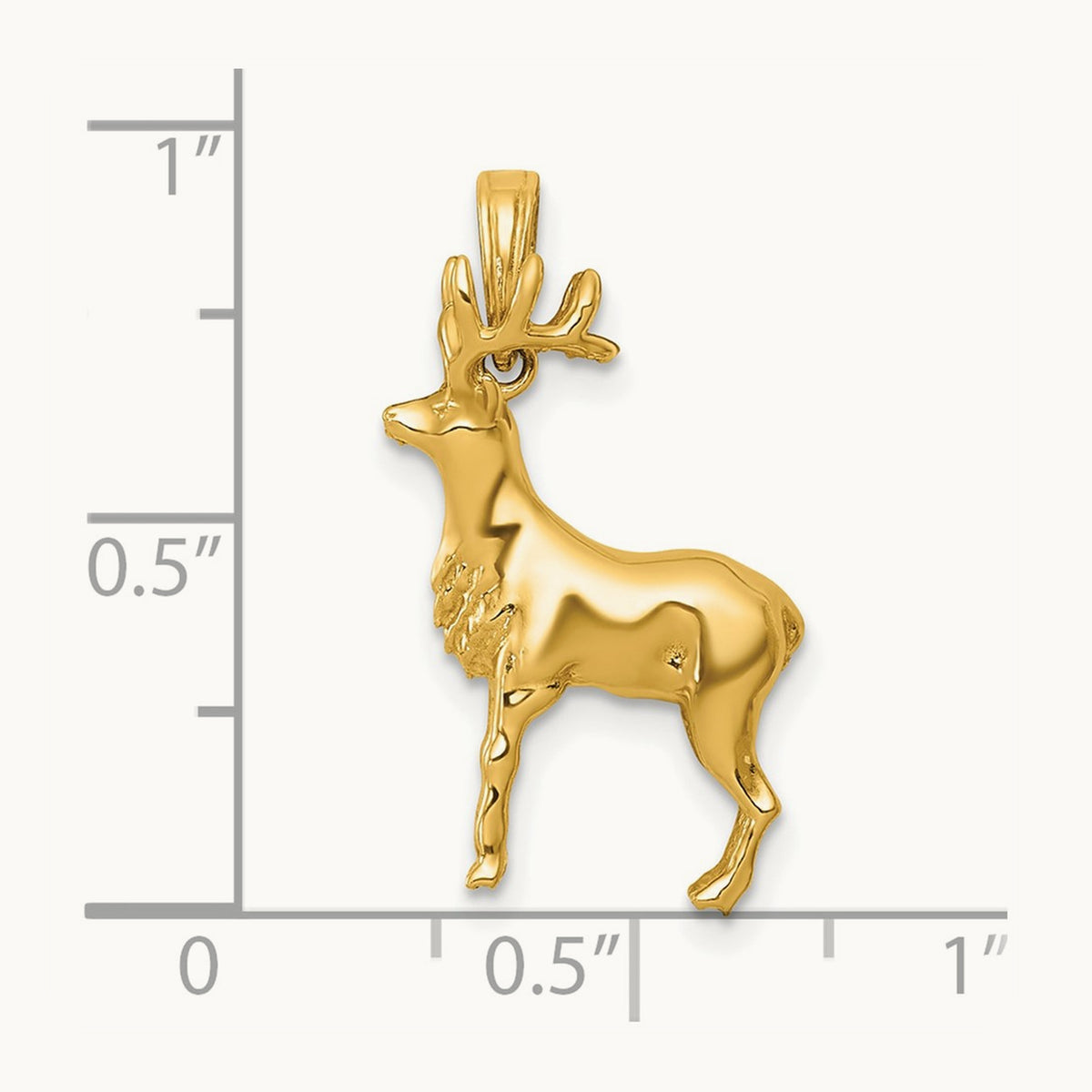 Polished 3-D Reindeer Charm, 14K