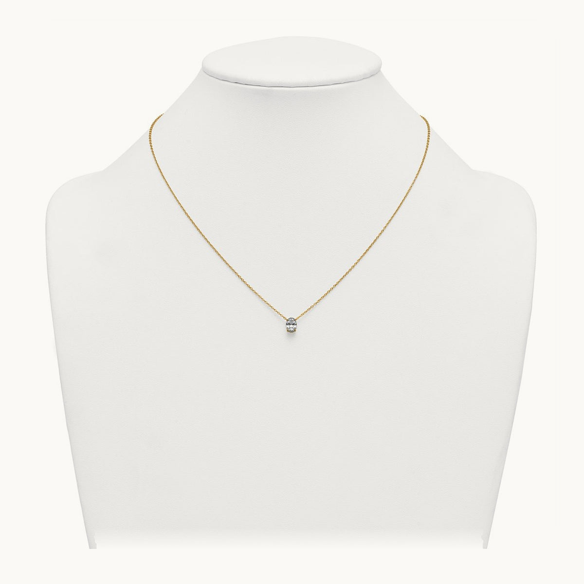 Oval Pendant Necklace, 0.25-4.00 ct tw Lab-Grown Diamond — 3/4 ct, VS (Best), 14K Yellow Gold