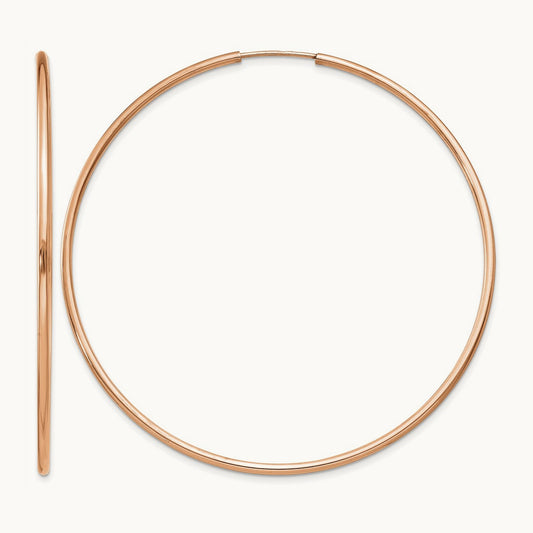 Polished Endless Tube Hoop Earrings, 1.50mm, 14K Rose Gold