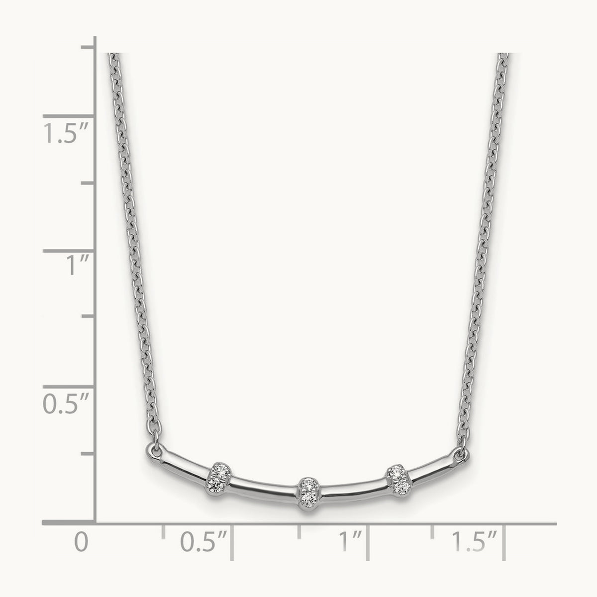 Polished Diamond Bar Necklace, 14K White Gold