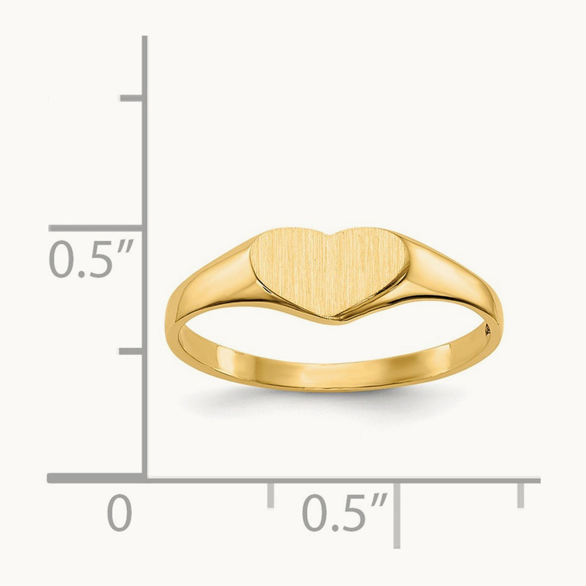 Closed Back Heart Signet Ring — 14K Yellow Gold, 7.5x5.5mm, 6