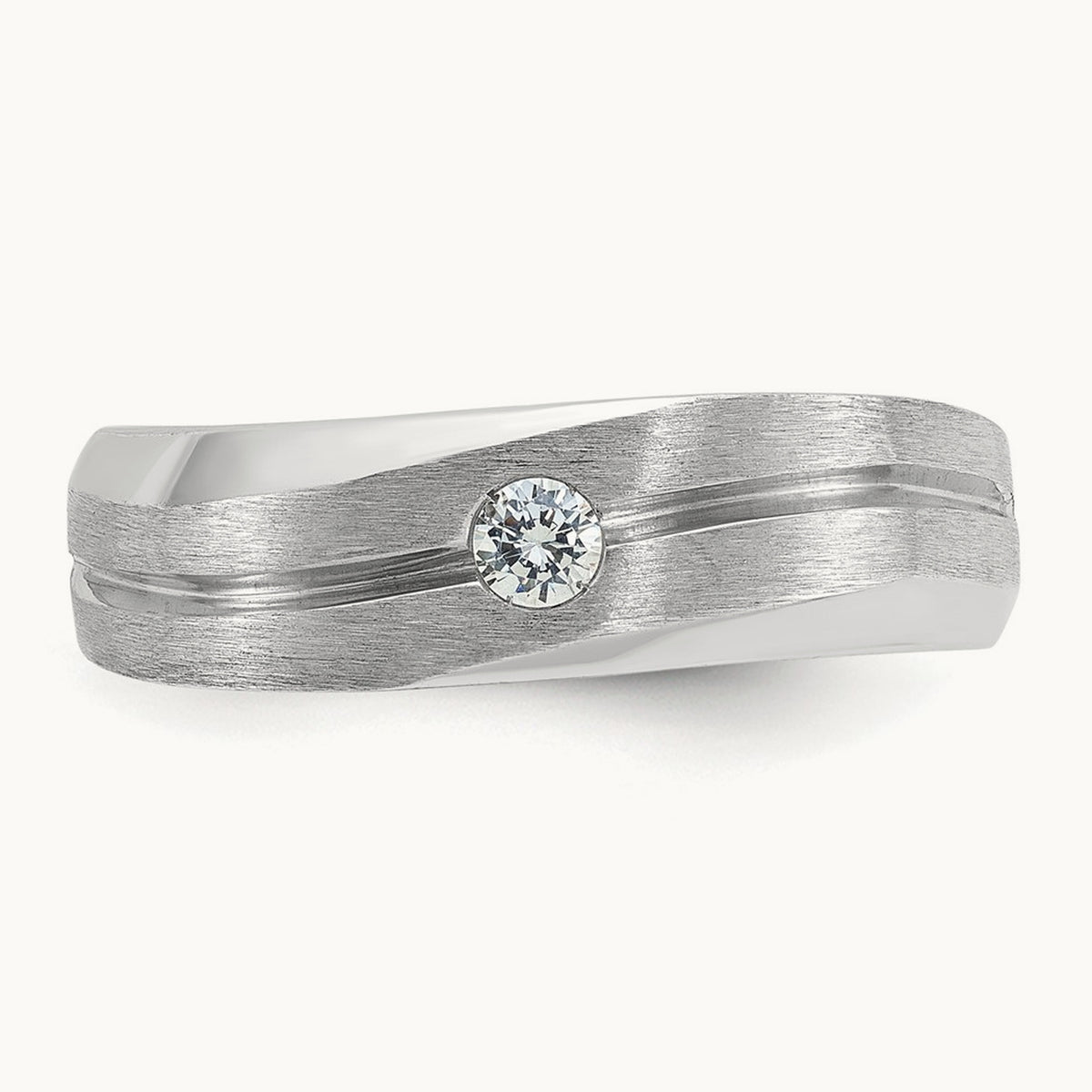 IBGoodman Men's Polished/Satin Diamond Complete Ring, 14K White Gold