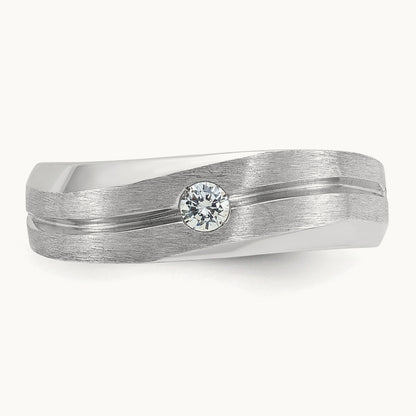 IBGoodman Men's Polished/Satin Diamond Complete Ring, 14K White Gold