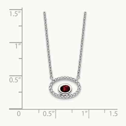 Oval Garnet and Diamond 18in. Necklace, 14K White Gold