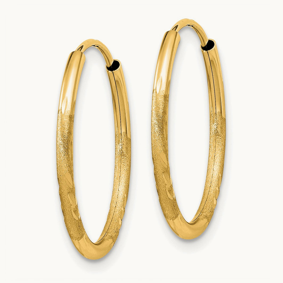 Satin Diamond-cut Endless Hoop Earrings — 18mm, 1.5mm