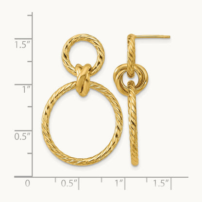 Polished and Twisted Circles Dangle Post Earrings, 14K — Leslie's