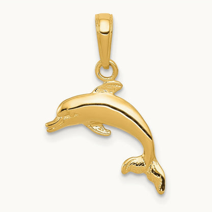 Dolphin Jumping Pendant, 14K