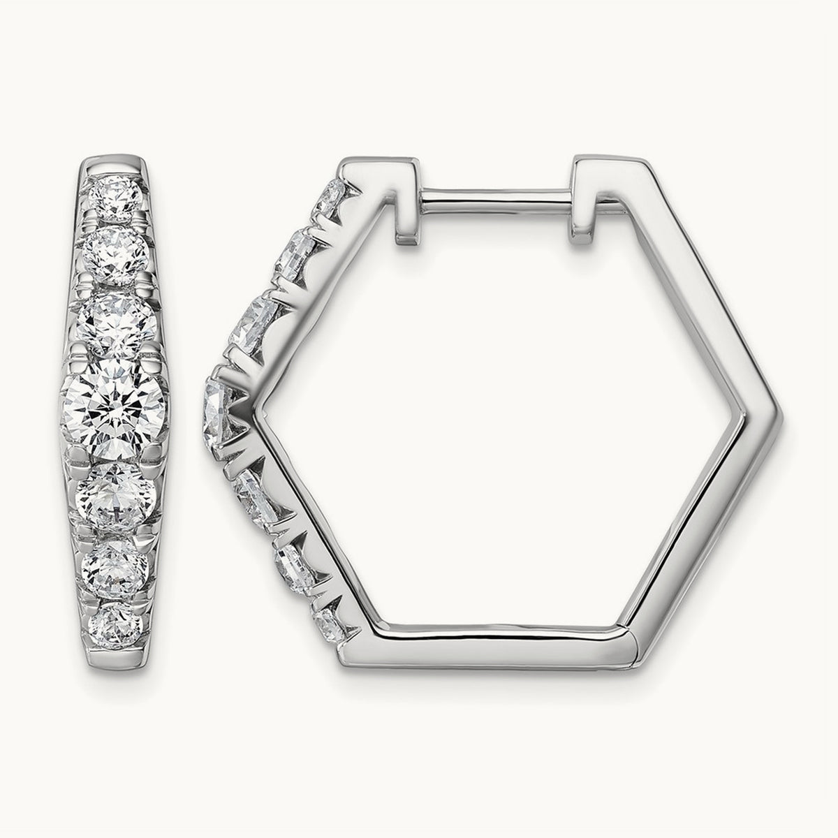 Fashion Hoop Earrings, 0.50-1.50 ct tw Lab-Grown Diamond — 1 1/2 ct, 14K White Gold