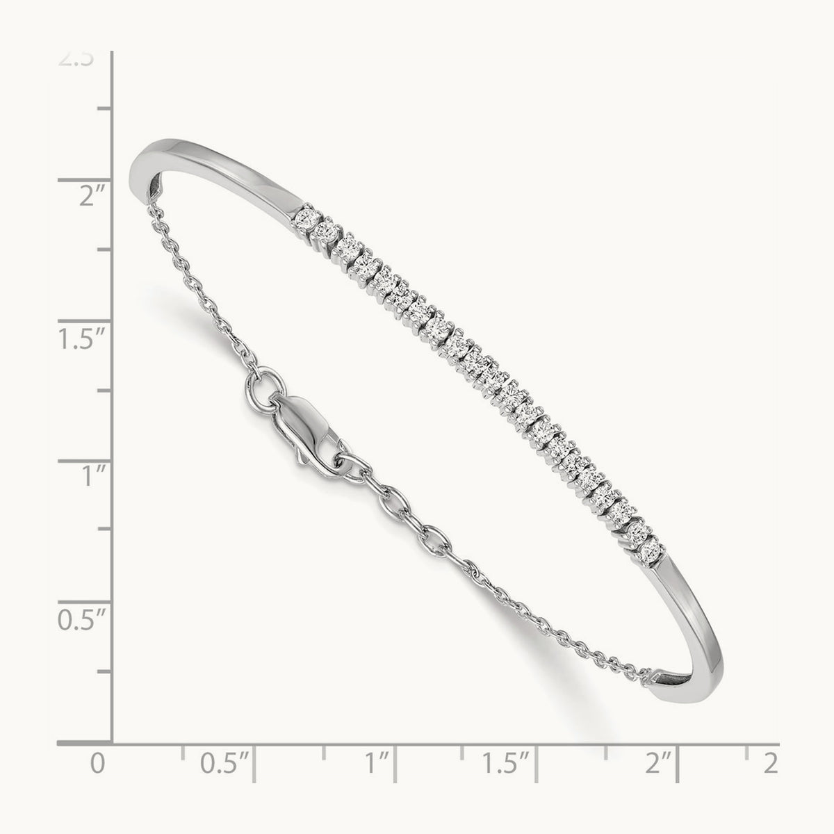 Diamond w/.25 In Ext Bangle Bracelet, 14K White Gold